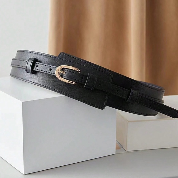 Luxe Vegan Leather Skinny Wide Belt Set - Picture 7 of 9